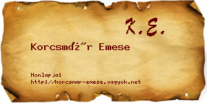 Korcsmár Emese névjegykártya