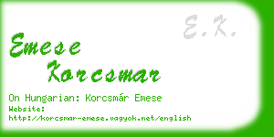 emese korcsmar business card